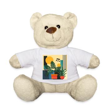 Plantes et musique - Impression de mode de haute qualité - Nounours - blanc - Devant