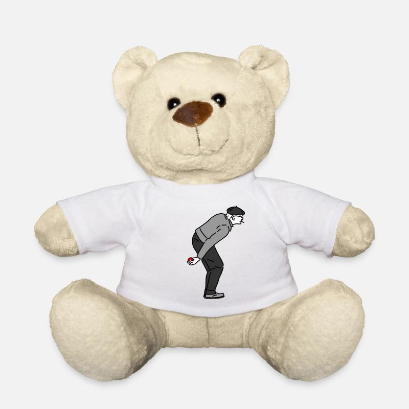 Petanque Player Right-Handed - Teddy Bear - white