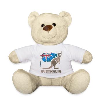 Australie Kangourou bande dessinée drapeau nature animaux symbole - Nounours - blanc - Devant