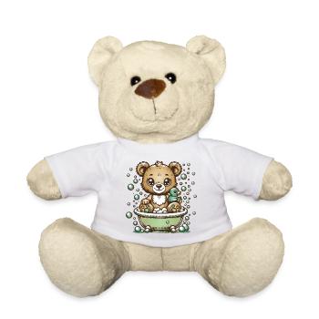 Cute cartoon bear in the bathtub - Teddy Bear - white - Front