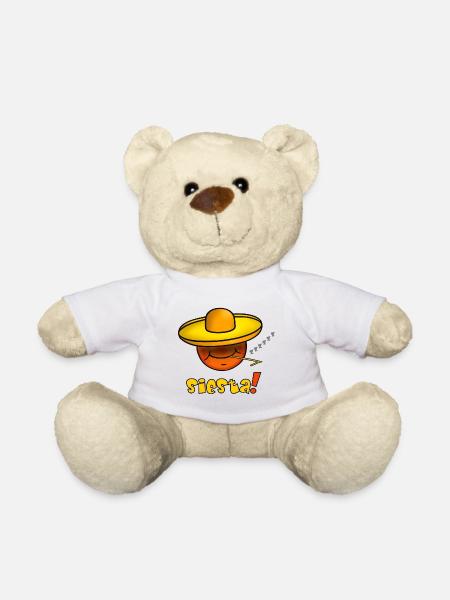 Siesta - Funny Emoticon with Sombrero Hat - Teddy Bear - white