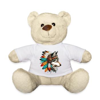 American Indian Wolf American Redskin - Teddy Bear - white - Front