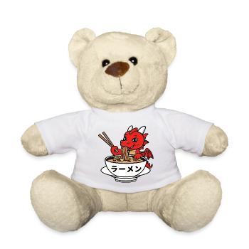 Niedlicher Drache genießt japanische Ramen - Teddy - Weiß - Vorne