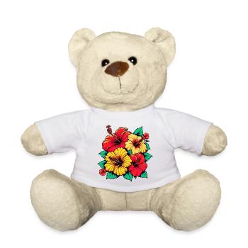 Hibiscus Flowers - Teddy Bear - white - Front