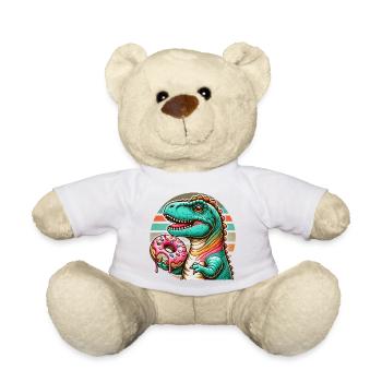 Dino donut motif: An adventure for those with a sweet tooth - Teddy Bear - white - Front