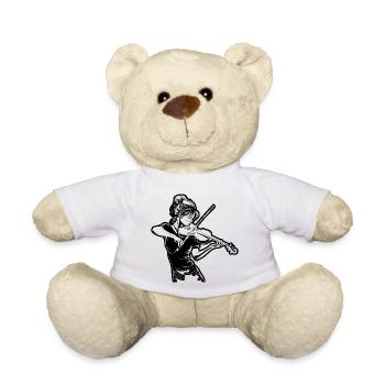 Fiddle Girl Drawing - Teddy Bear - white - Front