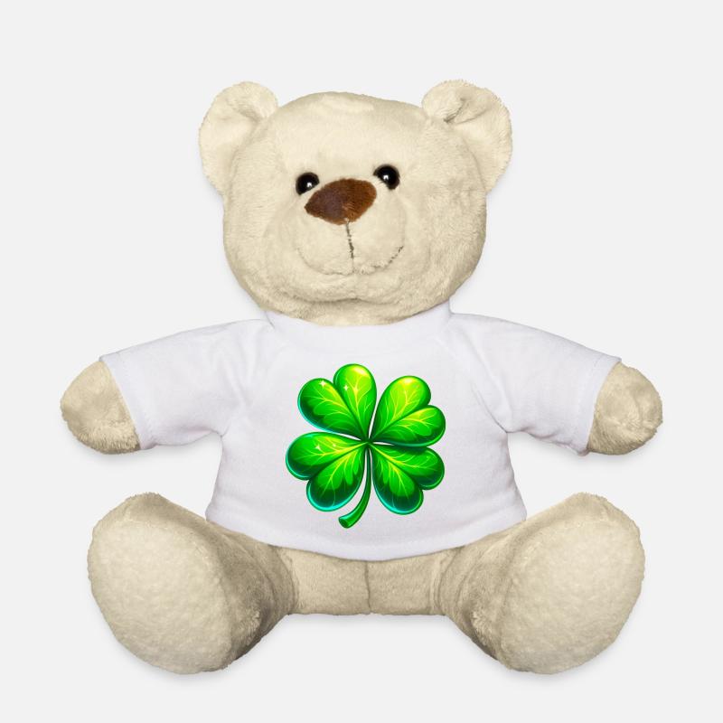 Vierblättriges Kleeblatt - Teddy - Weiß