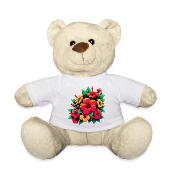 Hibiscus Flowers - Teddy Bear - white - Front