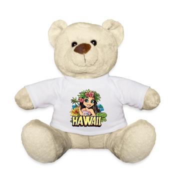 Hawaii Aloha Frau Blumen Palmen Strand Meer Insel - Teddy - Weiß - Vorne