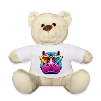 Hippopotamus with sunglasses - Teddy Bear - white - Front