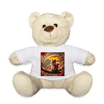 Écureuil Triste sous la Pluie en Automne - Nounours - blanc - Devant