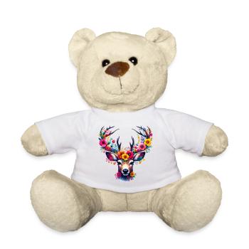 Cerf décoré de fleurs - Nounours - blanc - Devant