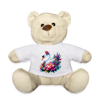 Schwan verziert mit Lotusblüten - Teddy - Weiß - Vorne