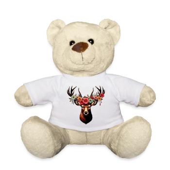 Cerf avec des fleurs - Nounours - blanc - Devant