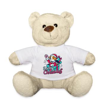 Chien Joyeux Noël High Five 3 - Nounours - blanc - Devant