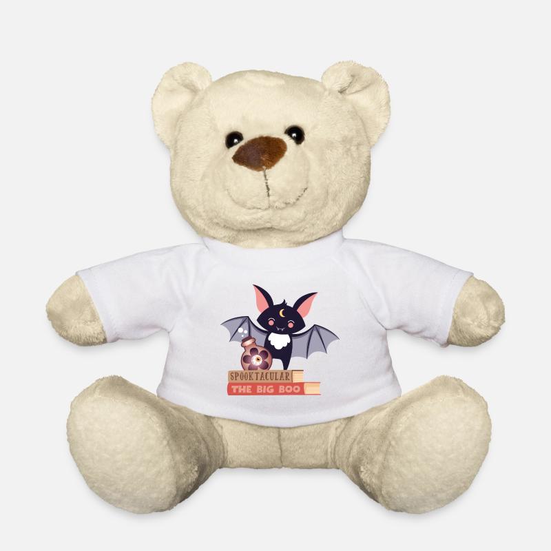 Fledermaus auf Bücherstapel - Teddy - Weiß