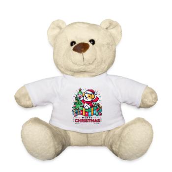 Chien Joyeux Noël High Five 10 - Nounours - blanc - Devant
