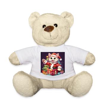 Chat Joyeux Noël High Five 5 2 - Nounours - blanc - Devant