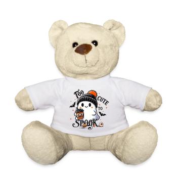 cooler Geist mit Pudelmütze & Pumpkin Spice Latte - Teddy - Weiß - Vorne