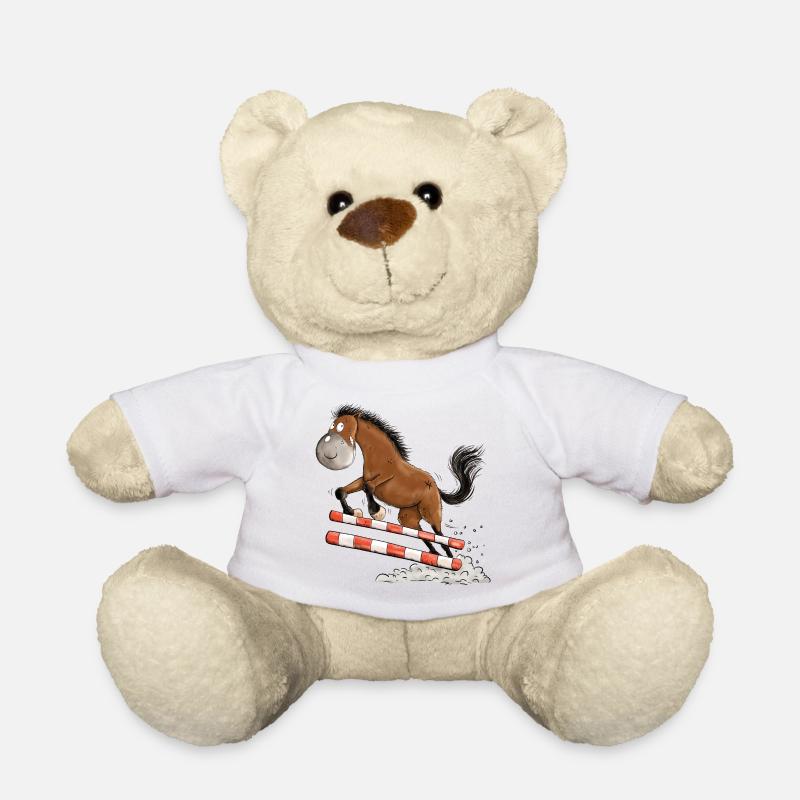 Witziges Springpferd Springreiten Tunier Pferd - Teddy - Weiß