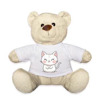Chat mignon mignon bébé enfants animal dessin animé - Nounours - blanc - Devant