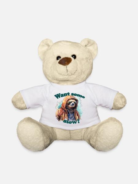Faultier Bunte Wasserfarben Text - Teddy - Weiß