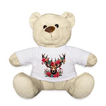 Cerf avec des fleurs - Nounours - blanc - Devant
