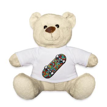 Skateboard - Teddy Bear - white - Front