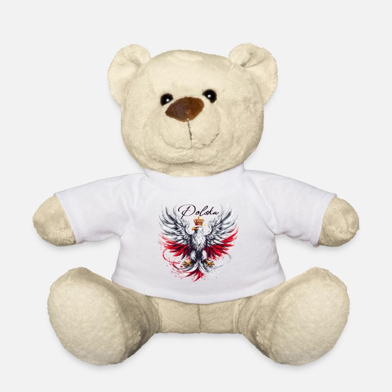 Poland Polska Polish Red White Eagle Golden Crown - Teddy Bear - white