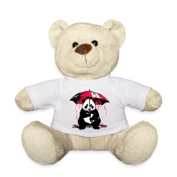 Panda Bear in the Rain – Street Art Tattoo Style - Teddy Bear - white - Front