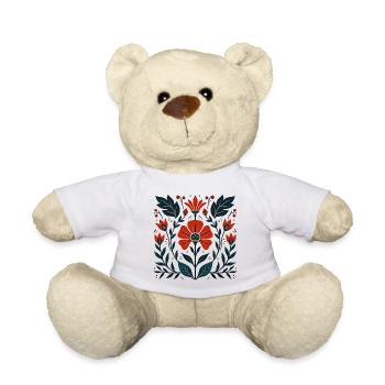 Otomi Floral Pattern Cultural Art - Teddy Bear - white - Front