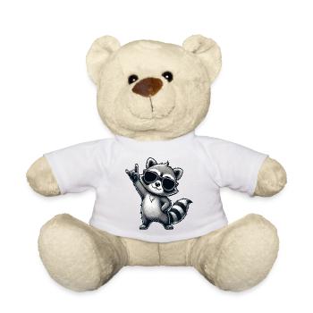 Waschbär mit Rock Pose Raccoon Rock Musik Musiker - Teddy - Weiß - Vorne