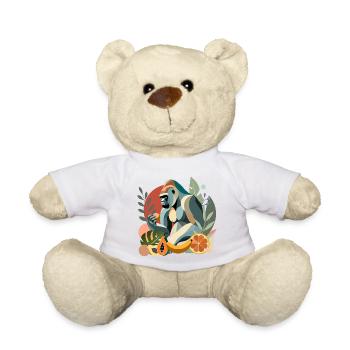 Fier gorille avec banane en environnement tropical - Nounours - blanc - Devant