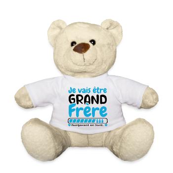 Grand Frère Cadeau Annonce Naissance Bébé - Nounours - blanc - Devant