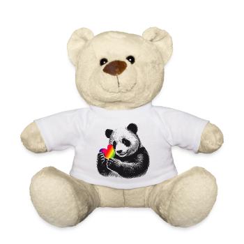 Loving panda with rainbow heart - Teddy Bear - white - Front