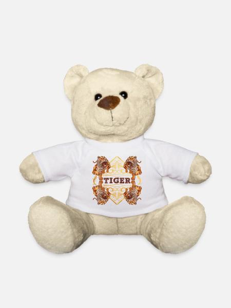 Tiger Raubtier Natur Wildnis Gold Ornament Kunst - Teddy - Weiß