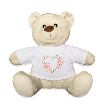 Heart with flowers and leaves - Teddy Bear - white - Front