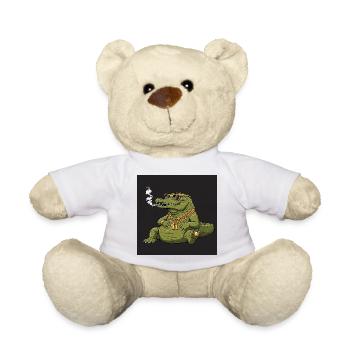 Rauchendes Krokodil mit Goldkette und Sonnenbrille - Teddy - Weiß - Vorne
