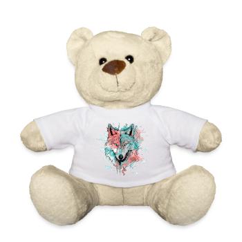 Wolf Wolf Head Predator Forest Nature Wilderness Art - Teddy Bear - white - Front