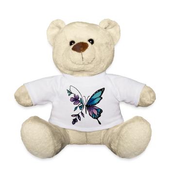 Elegant Butterfly with Floral Accents - Teddy Bear - white - Front
