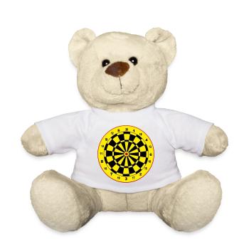 Dart, Dartpfeil, Darts, Sticker ,Dartscheibe - Teddy - Weiß - Vorne