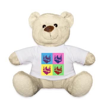 Wolf Wolf Head Forest Nature Mountains Wilderness Pop Art - Teddy Bear - white - Front