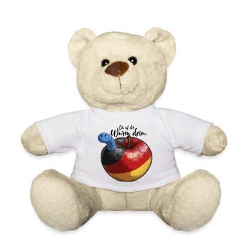 In Deutschland ist der blaue Wurm im Apfel Fck afd - Teddy - Weiß - Vorne