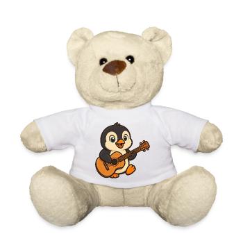 Cute Penguin Guitarist Musician Cartoon Rocker - Teddy Bear - white - Front