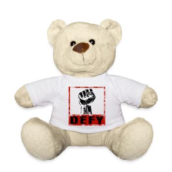 Strong & Clear – Statement Tee DEFY - Teddy Bear - white - Front