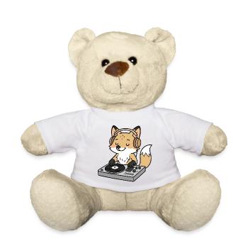 Ein Fuchs als DJ mit Kopfhörern am Mischpult - Teddy - Weiß - Vorne