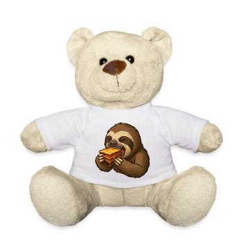 Sloth Lasagna Food Enjoyment Lazy - Teddy Bear - white - Front