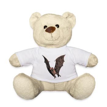 Vintage Bat Halloween Party - Retro Style - Teddy Bear - white - Front