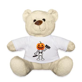 BUHRUF! Kürbis Skelett – Lustiger Halloween Spuk - Teddy - Weiß - Vorne