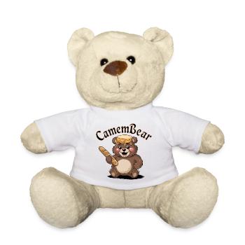 Bear with honey and baguette - Teddy Bear - white - Front